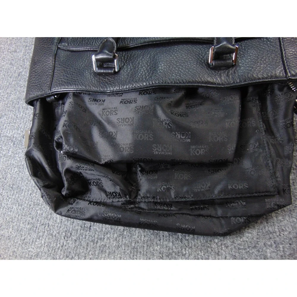 Michael Kors Savannah Satchel Black Pebbled Leather Silver Hardware 38F5YSLT2L